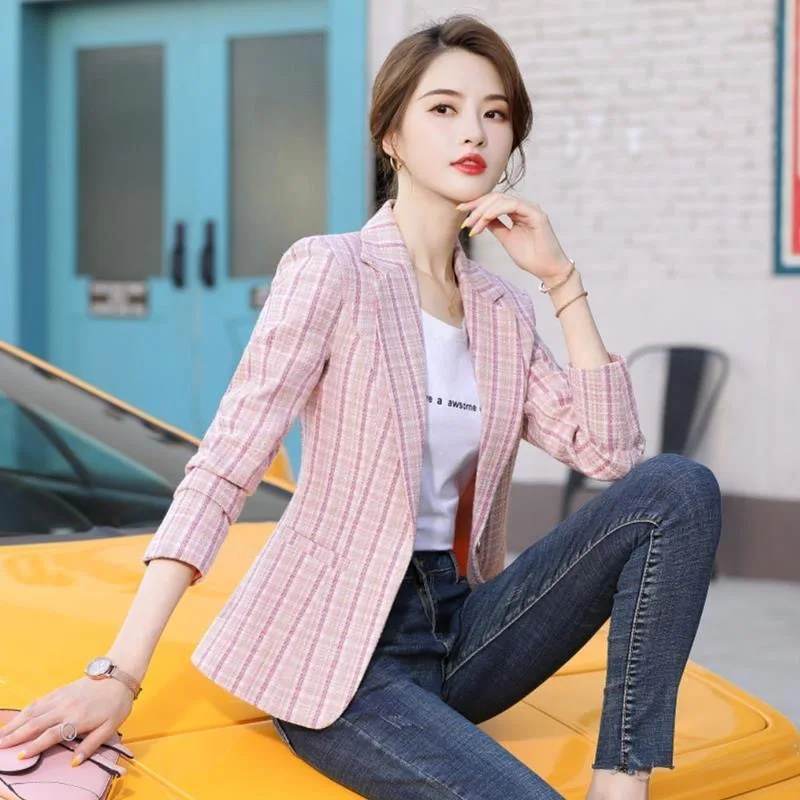 Blazer décontracté à manches longues pour femmes, costume de bureau, veste courte, nouvelle mode, printemps, automne, 2024