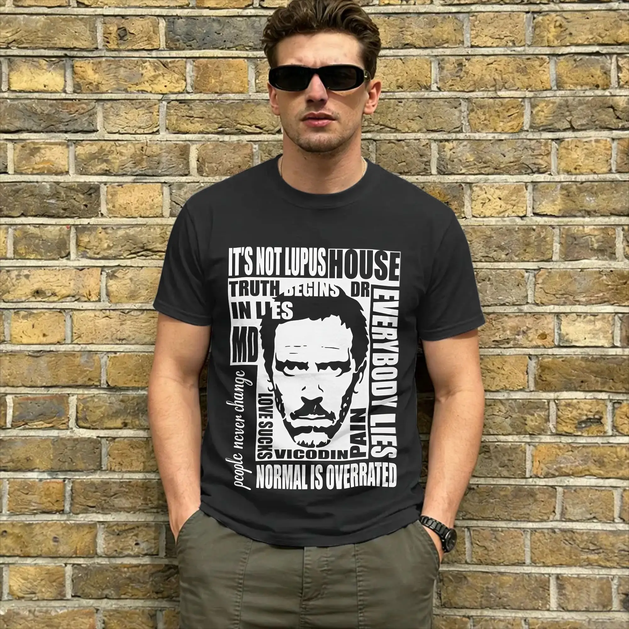 Vintage Dr Gregory House MD T-Shirts Men Round Neck Cotton T Shirt  Short Sleeve Tee Shirt New Arrival Clothes