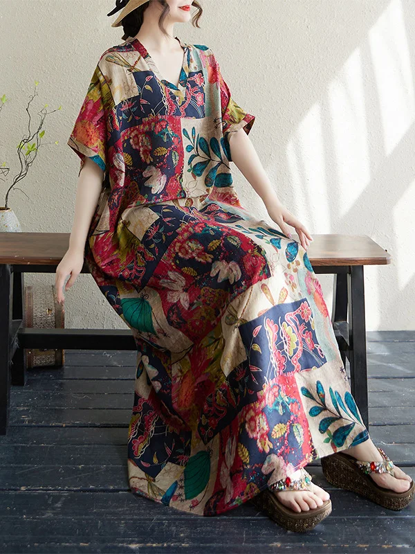 

Летняя хлопковая подкладка V-Ne, большой размер, свободная художественная праздничная длинная юбка, пляжный халат Dr Meat, повседневный халат...