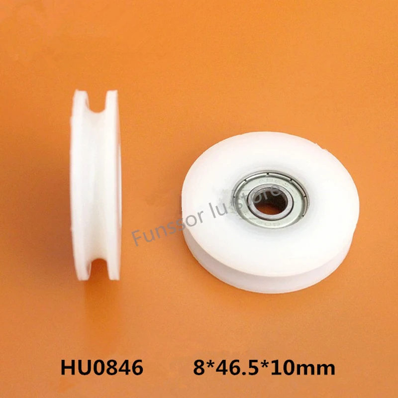 4pcs 8*46.5*10mm 608ZZ U Groove Guide Pulley Sealed Rail Ball Bearing