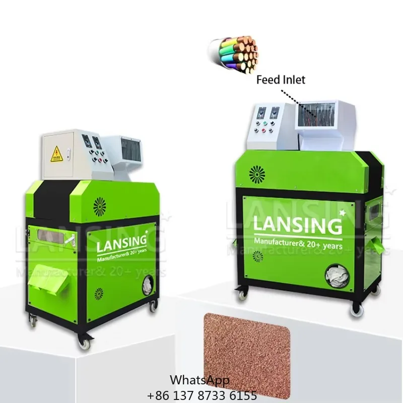 Lansing Automatic Copper Cable Recycling Mini 60-90kg/H Wire Granulator Machine For Separate Copper And Plastic