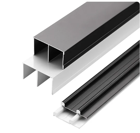 Lackierte Schiebetürschiene für Kleiderschränke, Doppelte Schiebeschiene, Flache Schiebetür, Holztür, Aluminiumlegierungsschiene
