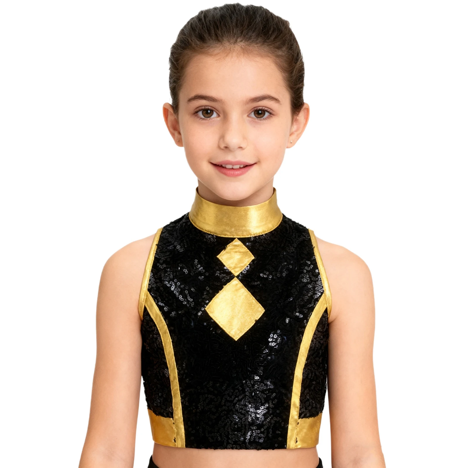 

Halloween Carnival Demon Singer Cosplay Crop Tops Fashion Sleeveless Sequins Tank Tops for Stage Performance Halloween Costume