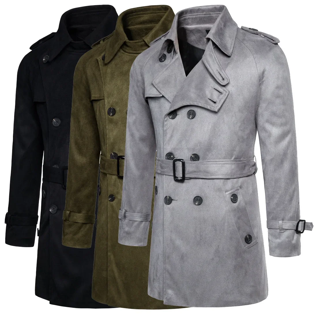 

2023 New Men's Double breasted Windbreaker Winter Jacket Coat Mid length Coat Korean Fashion Street Dress Men's Plus Size