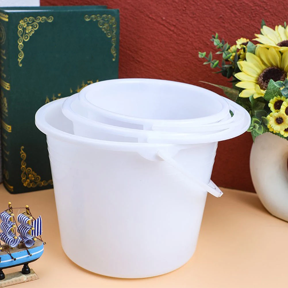 

6pcs Paint Round White Storage Container Disposable Bucket Large Capacity Use Plastic Ice Bucket
