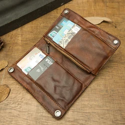 Vintage Genuine Leather Wallet Daily Used Billfold Crazy Horse Leather Cards Holder Male Cowhide Money Purse For Cash Storage