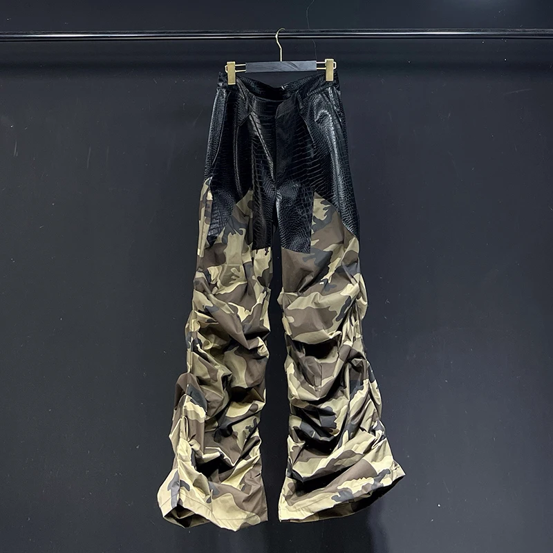 PFHQ 2025 جديد التمويه المرقعة الرجال سراويل تقليدية عصرية مستقيم الساق فضفاض بنطلون الصيف شارع العليا الرجال 21E6495