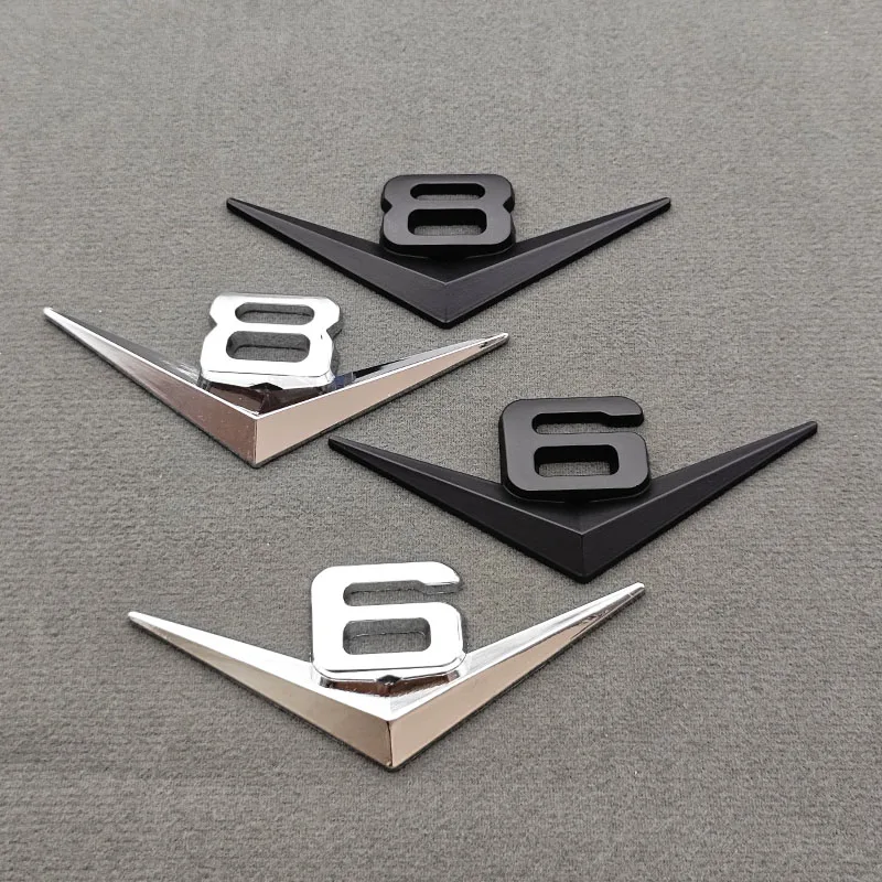 

3D Metal Chrome Black V6 V8 Letters Rear Trunk Fender Badge Emblem Sticker Decals For JEEP Wrangler Gladiator Car Accessories