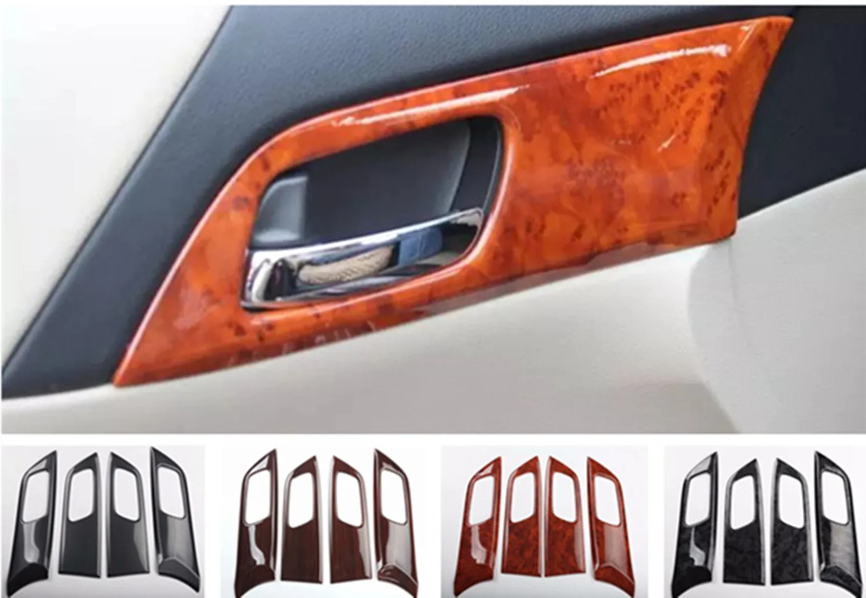 4pcs/lot ABS carbon fiber grain or wooden grain Interior door shake handshandle cover  for 2014-2017 HONDA Accord 9/9.5 MK9/9.5