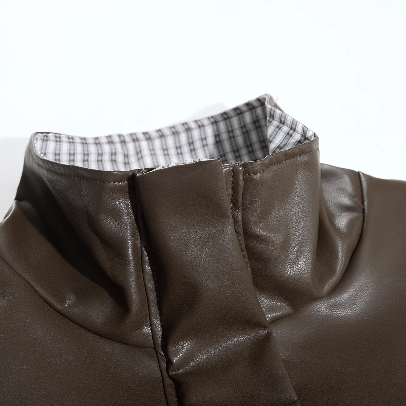 Moda couro do plutônio xadrez ort jaet feminino solto emagrecimento motociclista sle casual wear outono faion parte superior do corpo topo