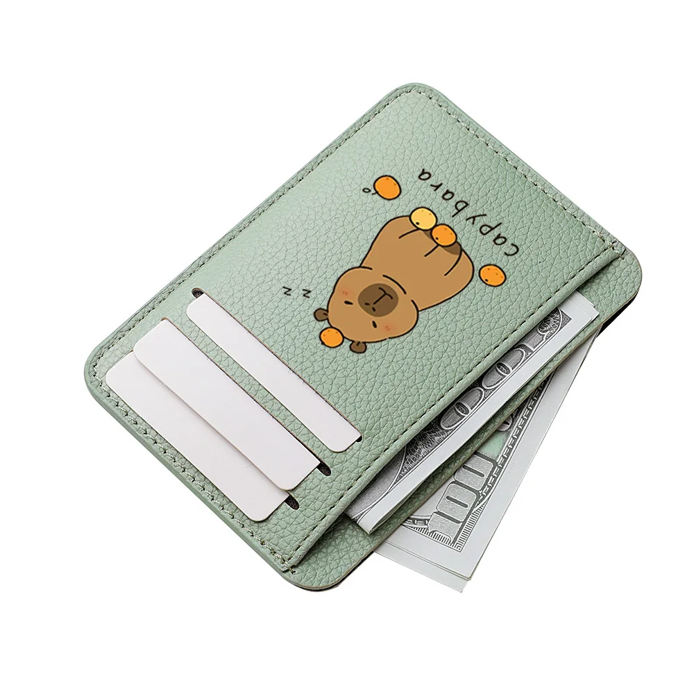 Kreditkartenetui aus PU-Leder, personalisierbar, schlankes Portemonnaie, niedliches Capybara-Muster, Mini-Kreditkartenetui für Damen – Detail 12