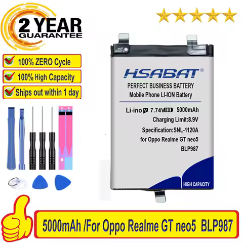 Top Brand 100% New 5000mAh BLP987 Battery for Oppo Realme GT neo5 240W GT5 240W / GT3 240W Batteries