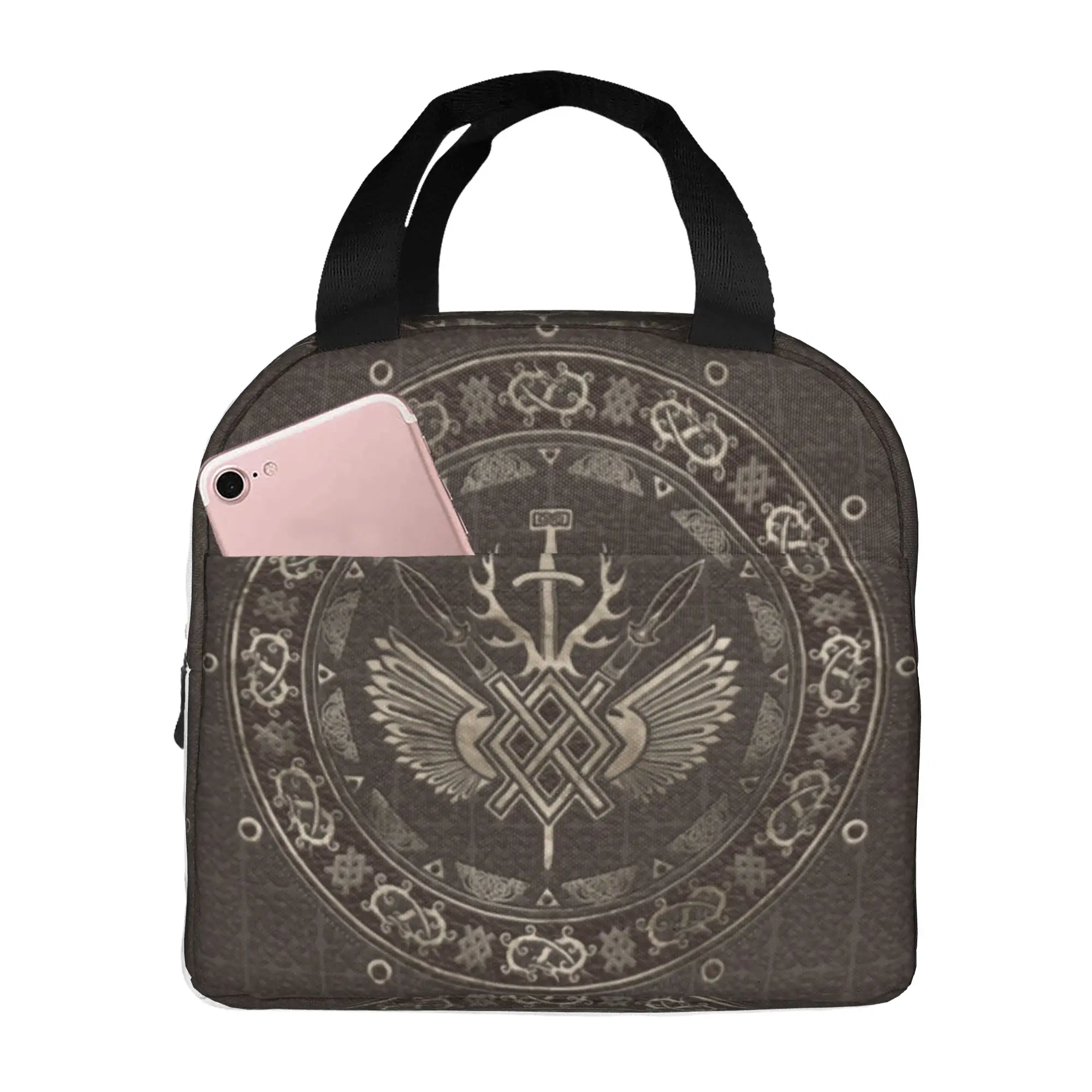 Viking Gungnir Portable Lunch Boxes Women Spear of Odin Norse Mythology Cooler Thermal Food Insulated Lunch Bag School