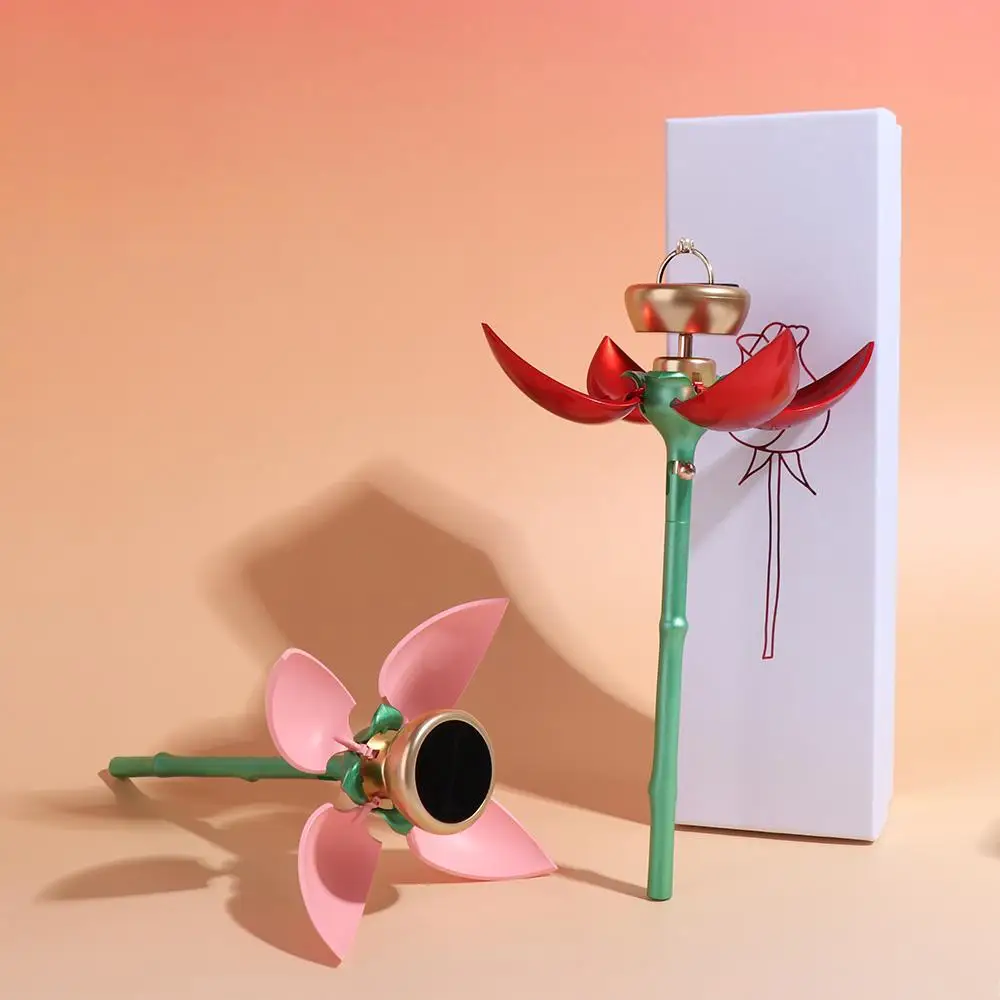 

Dustproof Flower Proposal Ring Box Waterproof Elegant Auto Blooming Jewelry Box Red Pink Rose Ring Box Engagement