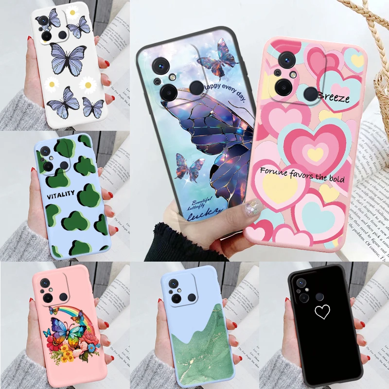 For Redmi 7 10A 9C 9C NFC 10C 11A 12C A1 A2 Plus Note 7 7S 7 Pro 8 8T Poco C40 C50 C51 C55 Glitter Butterfly Star Phone Case