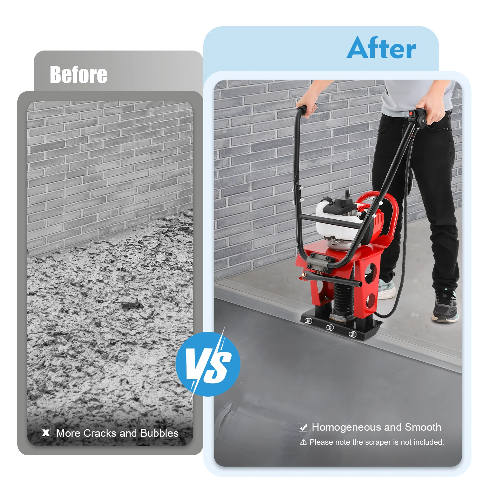 Concrete Vibration Machine 1.2HP 5200r/min Four-Stroke Gasoline Engine Compatible for Concrete Pavement Bridge Deck Leveling