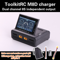 ToolkitRC M8D 1600W 50A Touchscreen Dual Channels Charger 3.5'' Flip Screen 65W Fast Charger For 1-8S RC Lipo LiHV LiFe Battery