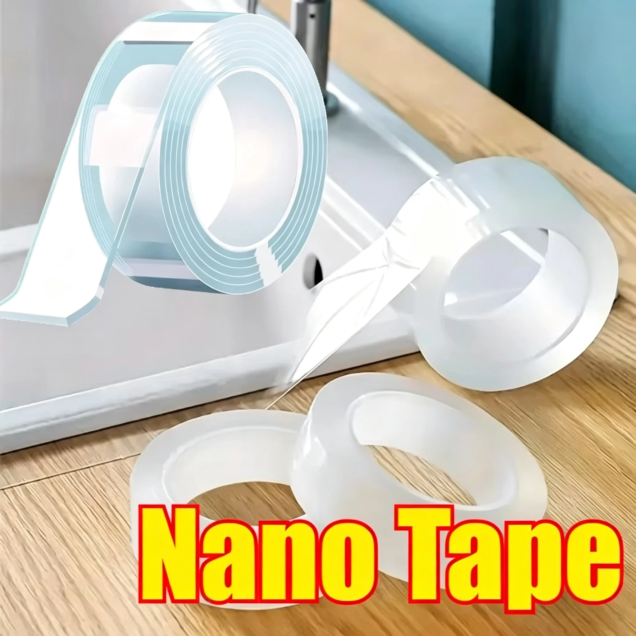 Doppelseitiges Nano-Klebeband, 1 mm dick, verbesserte Version mit Gitter, wasserfestes Mehrzweck-Klebeband ohne Spuren – anderes Material