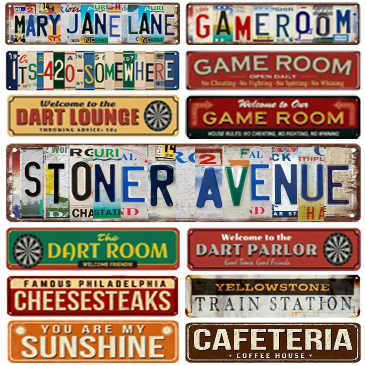 Decor Stoner Avenue Darts Vintage Tin Signs Funny Street Metal Signs Country Road Sign for Home Wall Cafe Bar Man Cave Outdoor