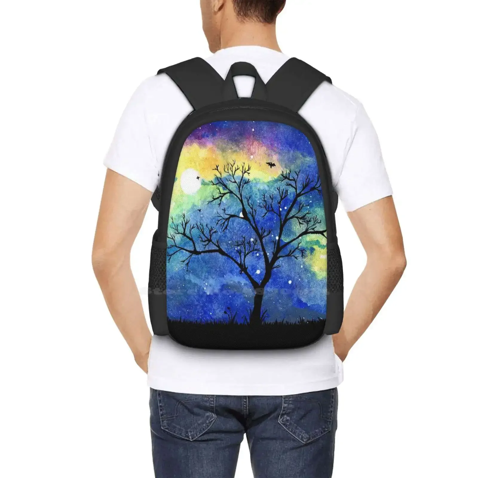 The Night Sky رائجة البيع حقيبة مدرسية على ظهره حقائب الموضة سديم جالاكسي الحبر المائية شجرة القوطية Sky Night #6