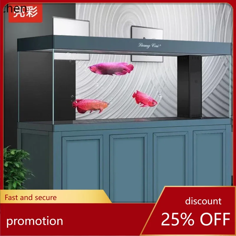 

HT fish tank large aquarium household living room ultra-white glass bottom fish tank