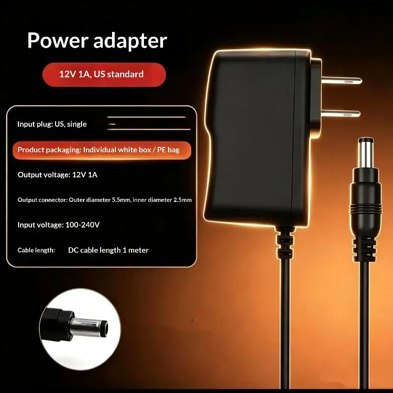 12V 1A Power Adapter AC DC Charger US Plugs Safety Protection Power Supply For LED Strip Router CCTV Camera