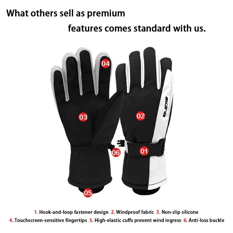 Guanti da sci invernali Guanti da ciclismo invernali unisex con design a dita divise foderati in pile Guanti da ciclismo compatibili con touchscreen