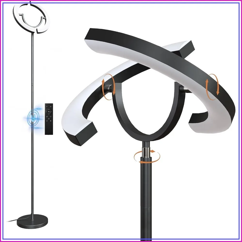 

30W LED Floor Lamp, 350° Rotating Reading Standing Lamp with Remote Control, Stepless Dimmable 3000K-6500K Tall Lamp for Living Room Bedroom Office