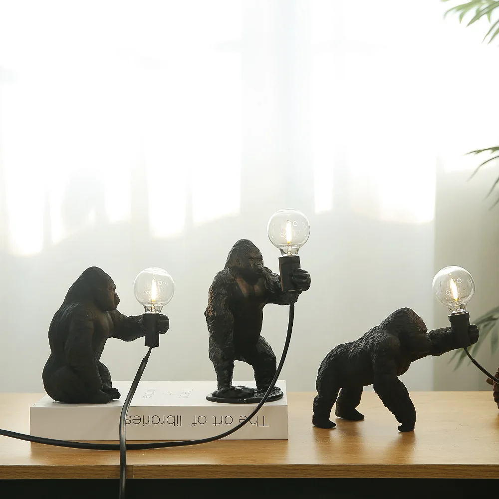 The New Creative Animal Table Lamp Orangutan Decoration LED Nordic Gorilla Light for Office Bedroom