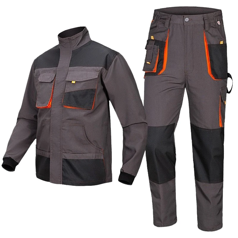 Labor Clothes Work Jacket and Pants Set Men Construction Multi Pockets Factory Workshop Uniforms Workwear Suit Painter