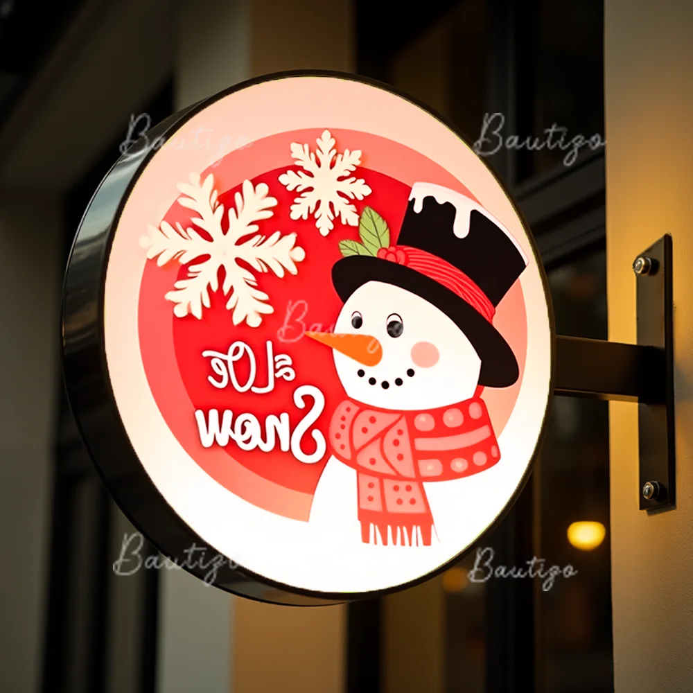 Custom Christmas Light Box for Business Acrylic LED Waterproof Double Sided Outdoor Storefront Signage Wall Mounted