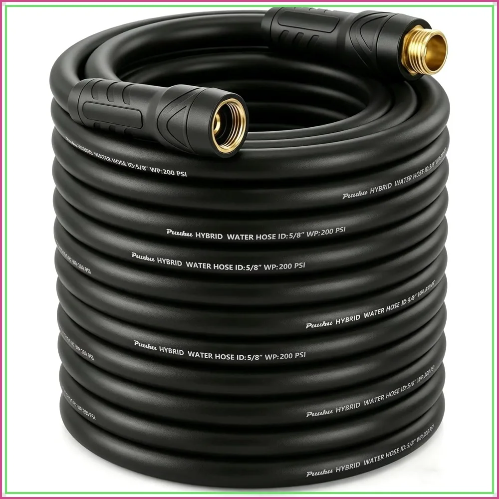 

100ft x 5/8" Heavy Duty Garden Hose, Non-Expandable, No Kink, Leakproof, Lightweight Hybrid with Fittings
