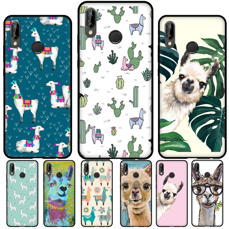 Cartoon Alpaca Llama Silicone Case For Huawei P30 Lite P40 P20 Pro P Smart Z 2021 2019 Mate 20 Lite Case Cover