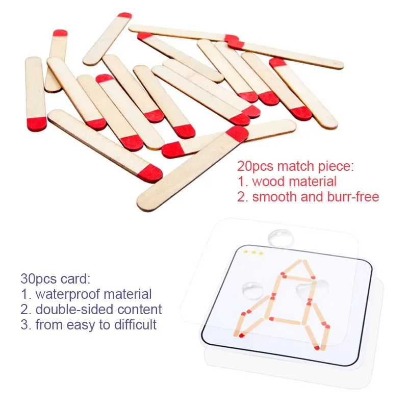 Montessori Matches Puzzels Spel Houten Speelgoed DIY Wiskunde Geometrie Bordspel Denken Match Logica Training Educatief Speelgoed voor Kinderen