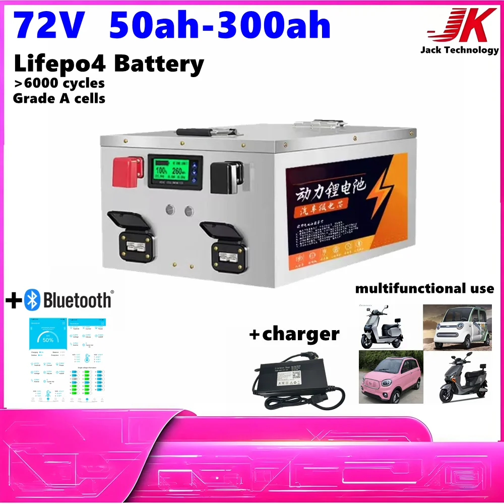 

Литиевая батарея Lifepo4 72В 50Ач 60Ач 100Ач 150Ач 200Ач 300Ач 100А 200А с Bluetooth BMS для гольф-каров мощностью 5000Вт 8000Вт 10кВт 12кВт