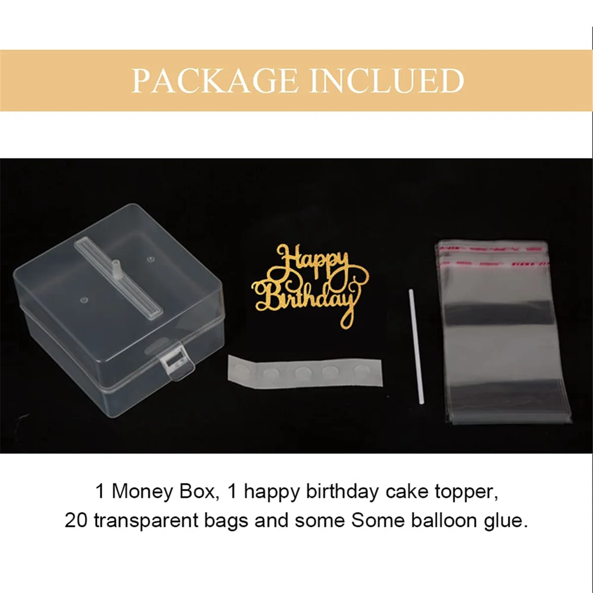 ABVS Cake Money Box Set, Money Pulling Cake Making Mold,Cake ATM Money Box with Gold Glitter Happy Birthday Cake Topper