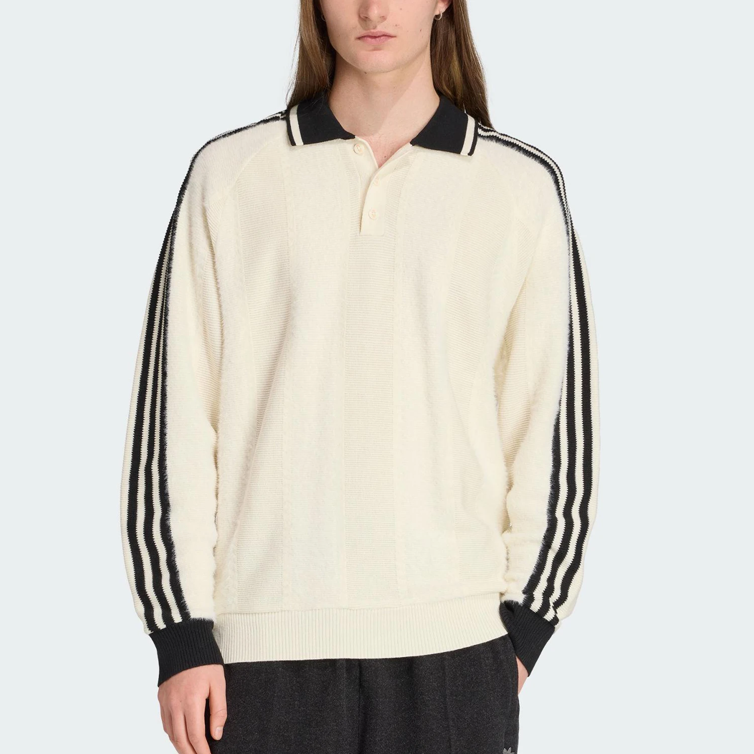 

Оригинальный мужской вязаный спортивный пуловер Adidas с воротником-стойкой JX3836