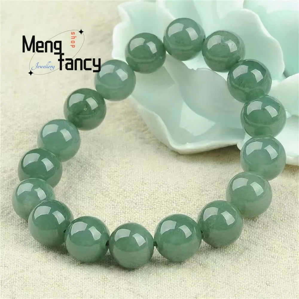 

Natural Myanmar Jadeite Oil Green Bead Bracelet Exquisite Elegant Simple High-grade Luxury Quality Jade Jewellery Holiday Gifts