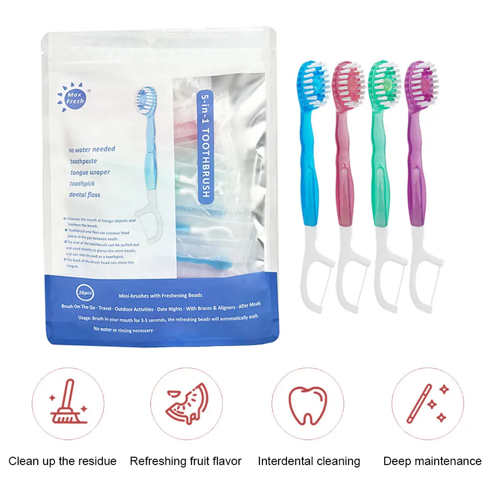 فرشاة أسنان 5 في 1 وفرشاة أسنان صغيرة مع معجون أسنان الكل في واحد للعناية بالفم أثناء التنقل #4