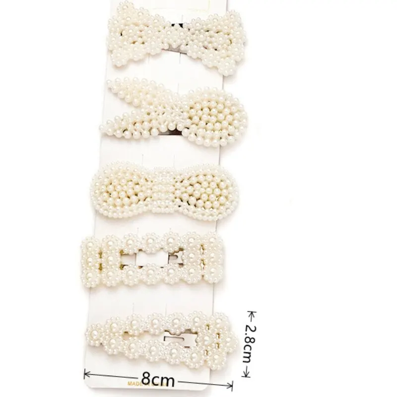 Hair Clips 5pcs Handmade Duckbill Clips Imitation Pearls Plus Iron Clips Hundred And One Hair Accessories