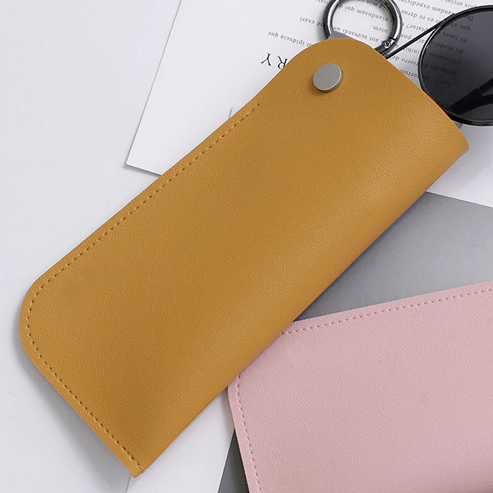 

2pcs Glasses Case Eyewear Storage Bag Simple Travel Holder Pink Sunglasses Pouch Lightweight Durable PU Material Protective