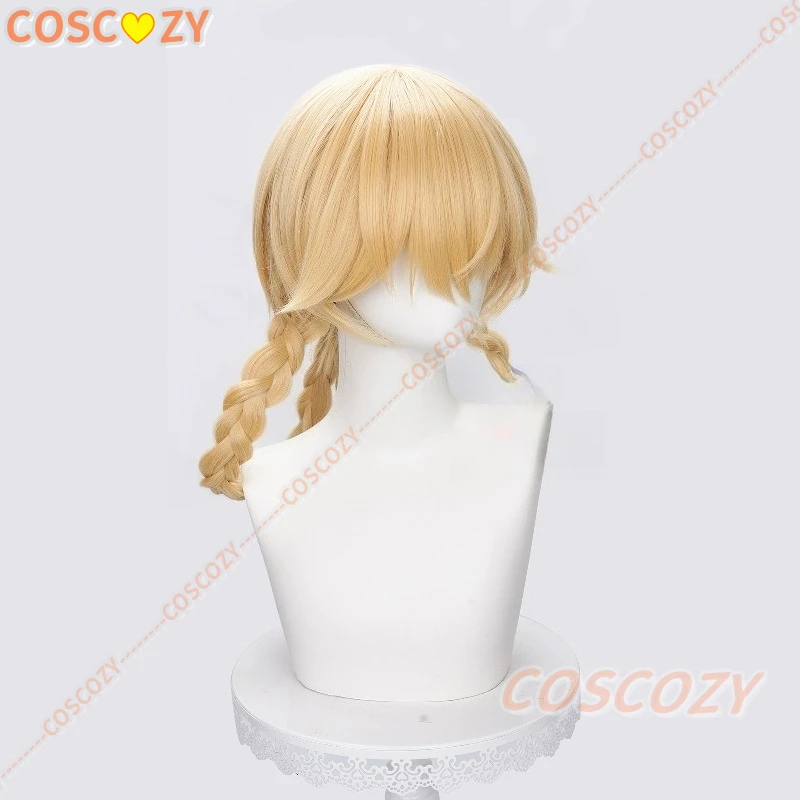 Genshin Impact Jahoda Cosplay Pruiken Gouden Haar Dubbele Vlechten Hittebestendige Vezel Haar Halloween Party Prop voor Vrouwen Meisjes Cos
