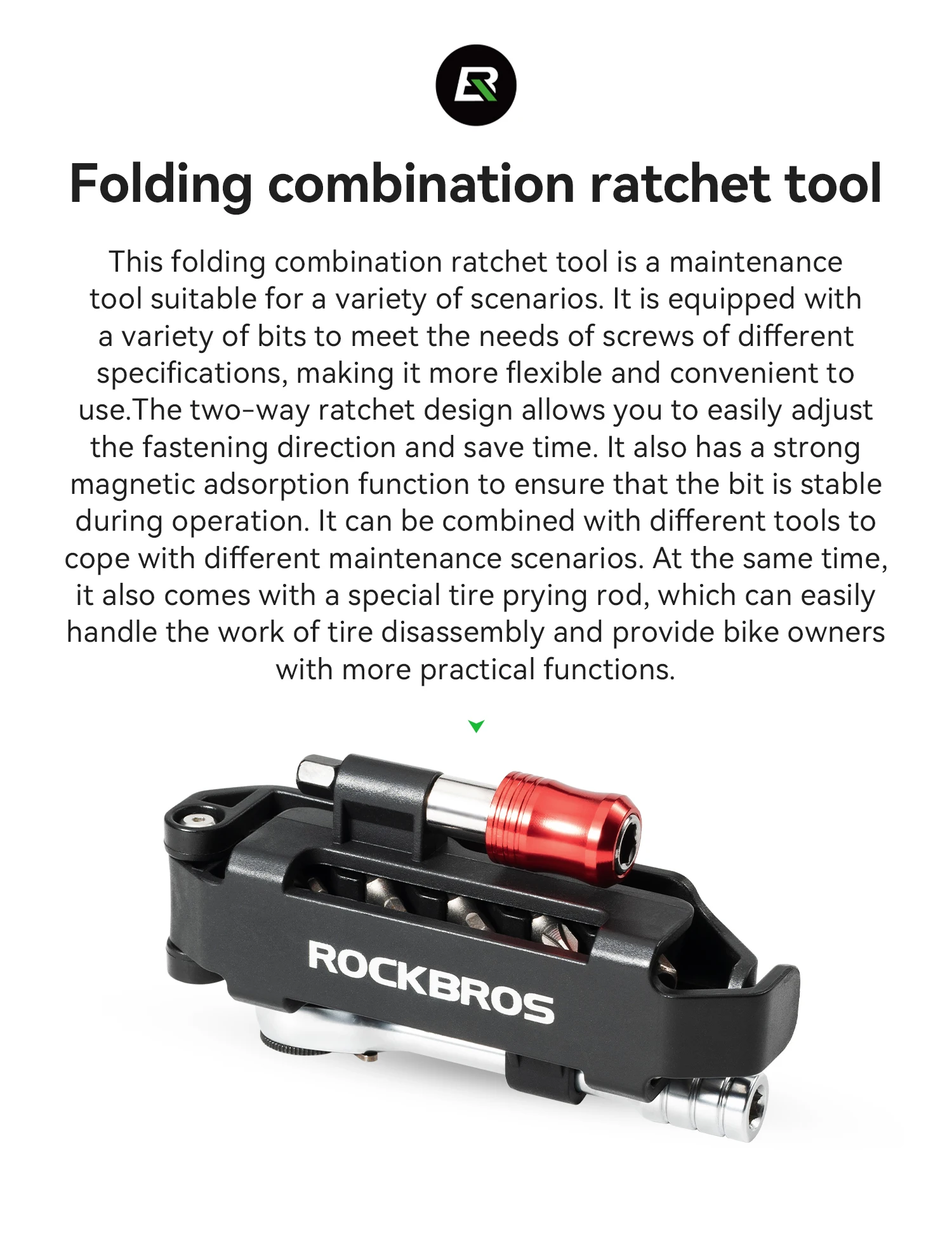 ROCKBROS Fahrrad-Klappwerkzeug Tragbarer Zweiwege-Magnetischer Ratschenschlüssel Schnellverbindungsstange Multifunktionales Fahrrad-Reparaturset – Detail 2