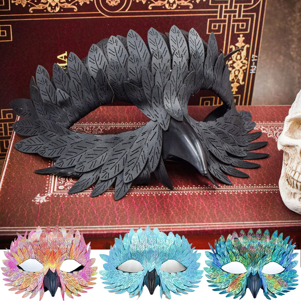 Bird Beak Eagle Half Face Mask Cosplay Animal Owl Feather Masks Masquerade Halloween Carnival Dress Up Party Costume Props Gifts