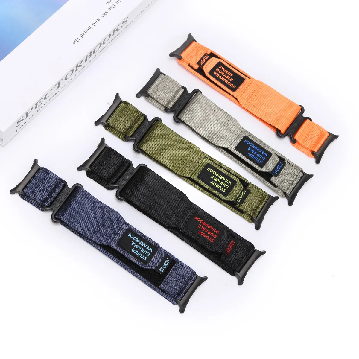 サムスンギャラクシーウォッチ用ナイロンストラップ,47mm,キャンバス,男性用,開口部のない,湾曲したエンドフック付き