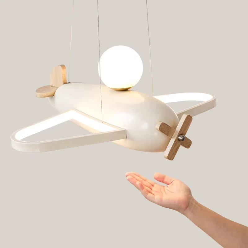 

White Airplane Chandelier For Children's Room Boy kids Baby Bedroom Home Nursery Modern LED Hanging Ceiling Chandelier Lighting