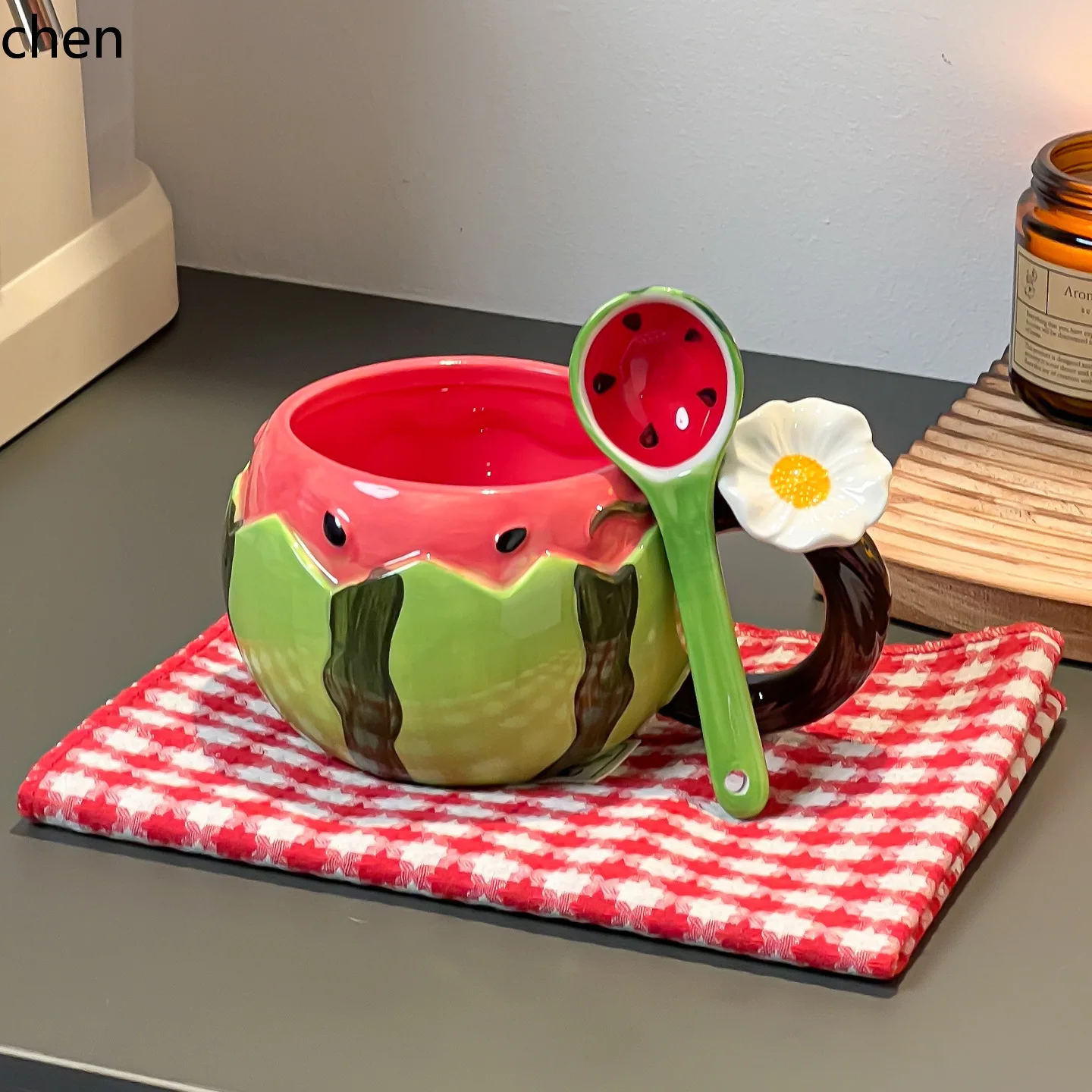 Cz watermelon mug ceramic coffee cup home birthday gift watermelon cup