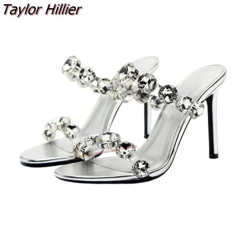 2023 New Summer Rhinestone Stiletto High Heels Transparent Pvc Outer Wear All-Match Party Dress Sandals Women\'S Shoes 42