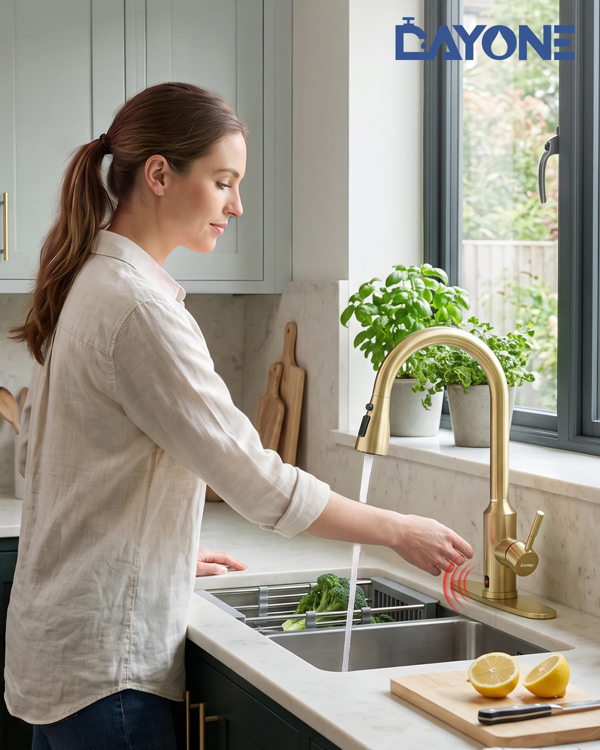 DAYONE Gold, contactloze keuke - Touchless Kitchen Faucet Motion Sensor recensie en prijs