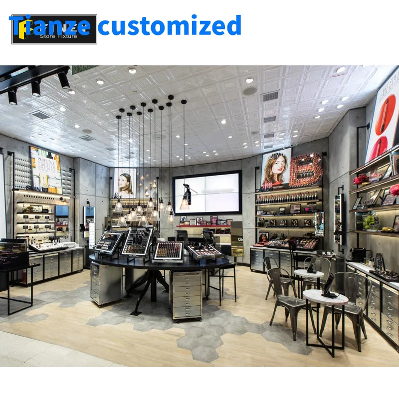 (Customized) makeup showcase retail makeup display design furniture cosmetics shop